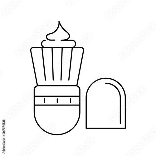 shaving brush lineal icon with white background vector stock illustration