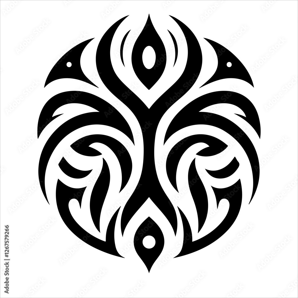 Fototapeta premium Tribal tattoo silhouette vector. Tribal tattoo icon. Vector tribal tattoo silhouette illustration.