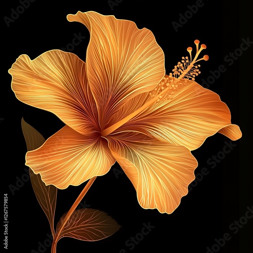 Golden Hibiscus Flower Closeup