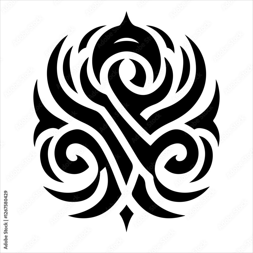 Fototapeta premium Tribal tattoo silhouette vector. Tribal tattoo icon. Vector tribal tattoo silhouette illustration.