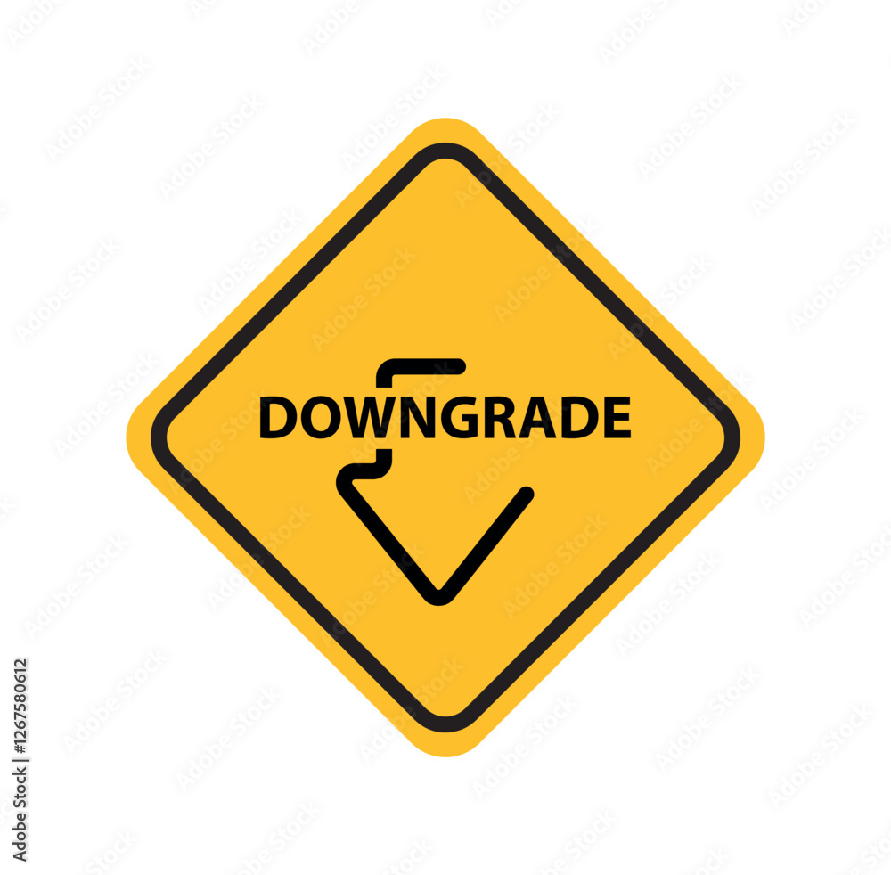 downgrade ahead sign on white background downgrade ahead sign on white background