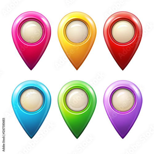 Free Download Colorful GPS pointer icons set isolated on transparent background  
 - GFXLoad