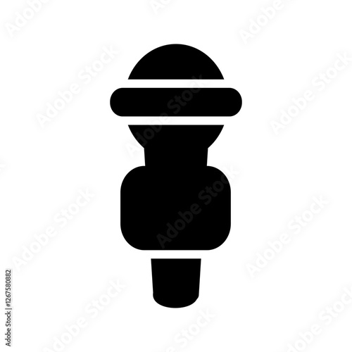 Microphone with star symbol line icon, representing talent and outstanding karaoke performance.