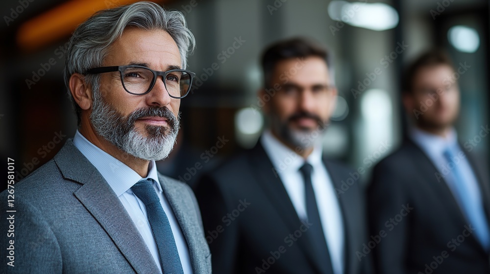 Confident businessmen team office leadership vision Confident businessmen team office leadership vision