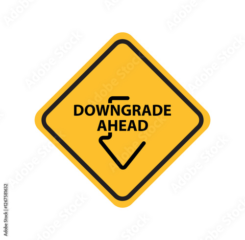 downgrade ahead sign on white background	