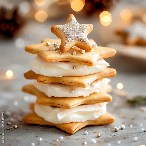 Close-up of Festive Cream Cheese Crackers