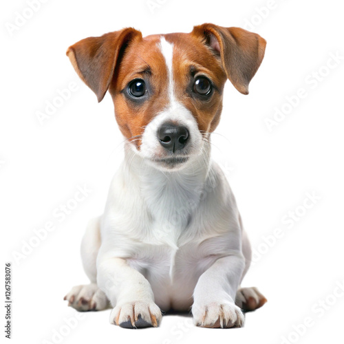 Cute small dog Jack Russell terrier on transparent background