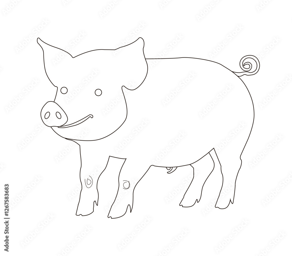 Little piggy character. Cartoon funny pink pig boy isolated on white and Black background illustration. Little piggy character. Cartoon funny pink pig boy isolated on white and Black background illustration.