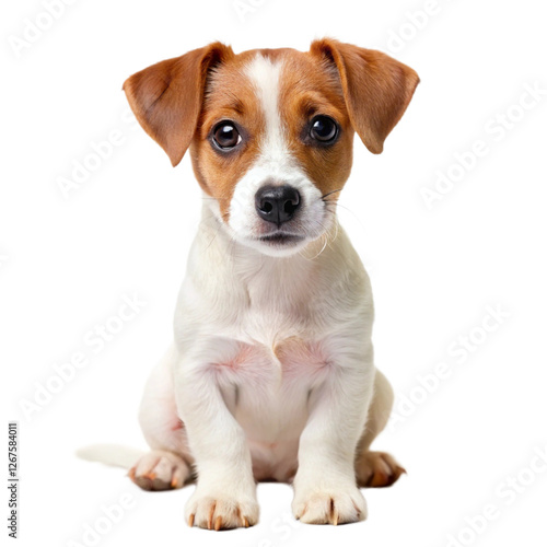 Cute small dog Jack Russell terrier on transparent background