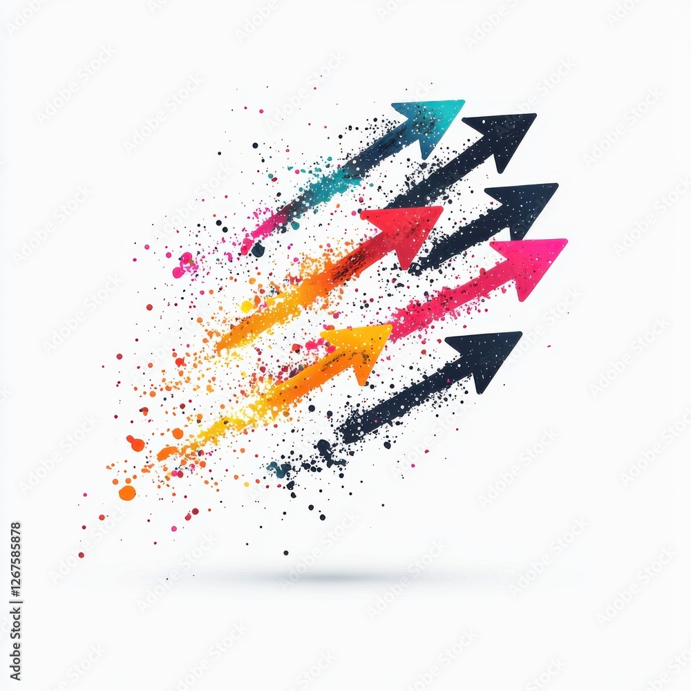 Fototapeta premium A vibrant design featuring colorful arrows in motion, symbolizing growth, progress, and dynamic energy.