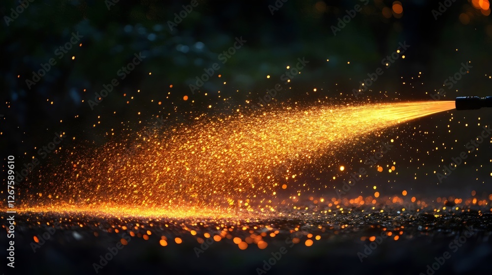 A spray of sparks is coming out of a hose A spray of sparks is coming out of a hose