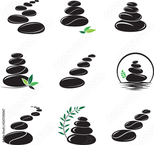 pebbles vector logo illustration design set