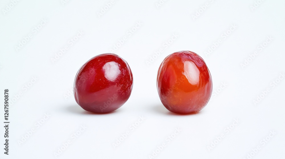 Two red plums on a white background. Two red plums on a white background.