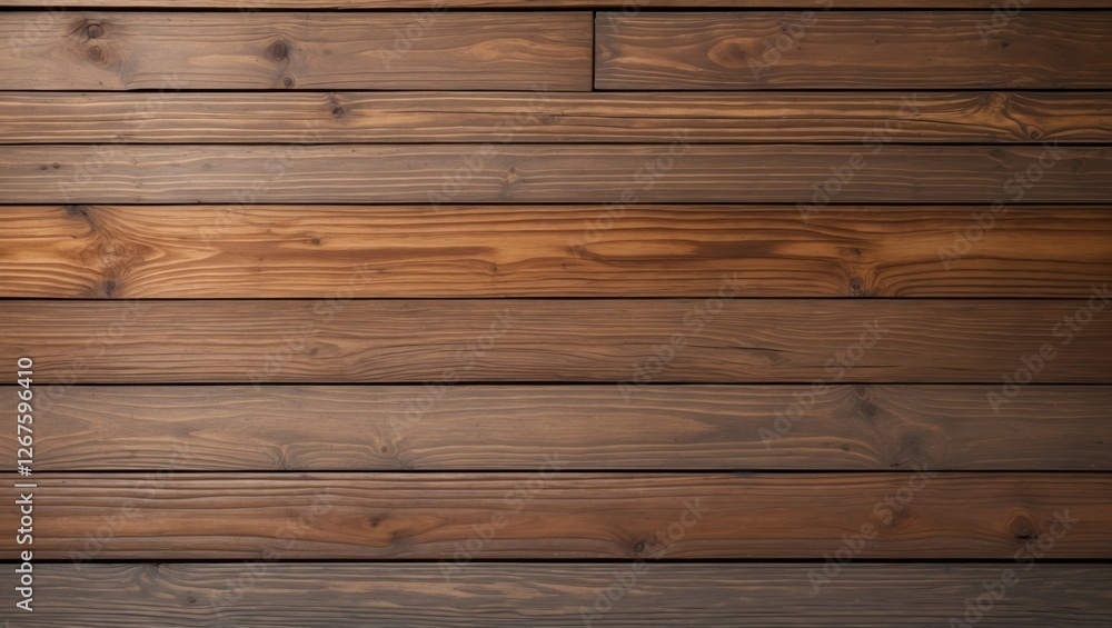 Fototapeta premium Brown wooden wall panels with an array of textures and shades, horizontal arrangement, Copy Space available.