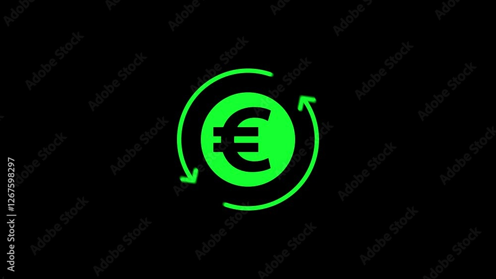 Euro banking icon. euro currency symbol with round arrow rotating animation. Euro banking icon. euro currency symbol with round arrow rotating animation.