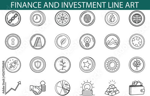 Finance Investment Line Art Icons Business Growth Strategy Assets