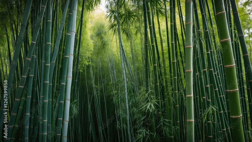 Lush bamboo forest showcasing a dense cluster of tall green bamboo trees creating a serene and tranquil natural environment. Lush bamboo forest showcasing a dense cluster of tall green bamboo trees creating a serene and tranquil natural environment.