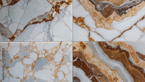 Elegant marble surface patterns showcasing luxurious natural stone with unique veins and warm color combinations for upscale design projects. photo