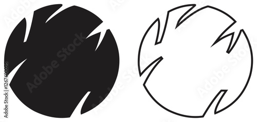 Abstract Circular Saw Blade Silhouettes Design. Isolated On Transparent Background.
