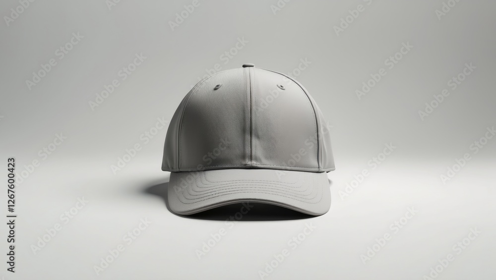 Gray Baseball Cap Isolated on White Background for Mock-Up Design with Empty Space for Customization Text Gray Baseball Cap Isolated on White Background for Mock-Up Design with Empty Space for Customization Text