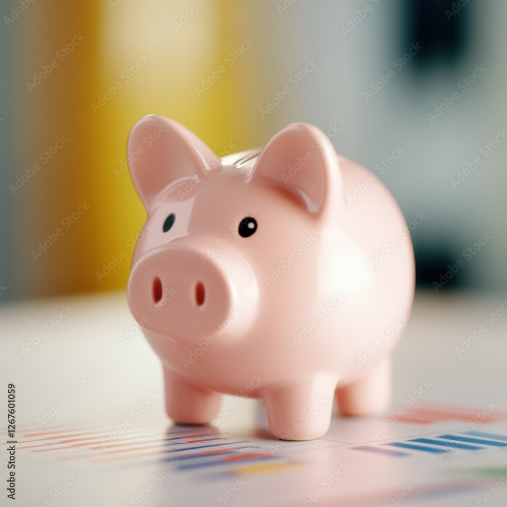 pink piggy bank on financial graph pink piggy bank on financial graph