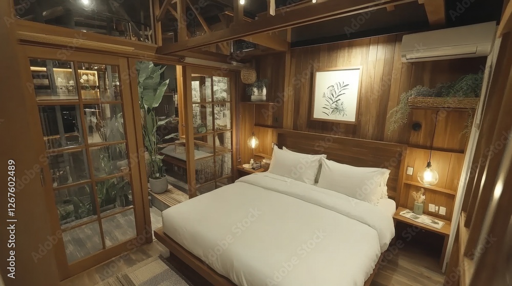 A stylish Airbnb rental with an open bedroom and living space, elegant decor, and a cozy ambiance. A stylish Airbnb rental with an open bedroom and living space, elegant decor, and a cozy ambiance.