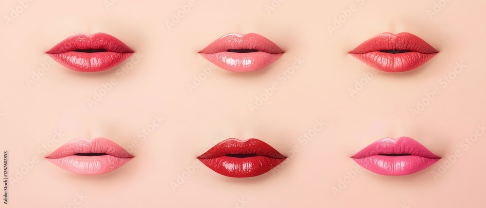 Fototapeta premium Collection of vibrant lip colors showcasing diverse styles and beauty trends.