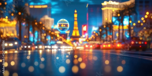 Vibrant nightlife and iconic landmarks illuminate the Las Vegas Strip during an enchanting evening