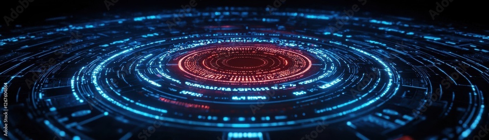 A vivid digital representation of concentric circles with blue and red light effects, suggesting depth and a futuristic theme. A vivid digital representation of concentric circles with blue and red light effects, suggesting depth and a futuristic theme.