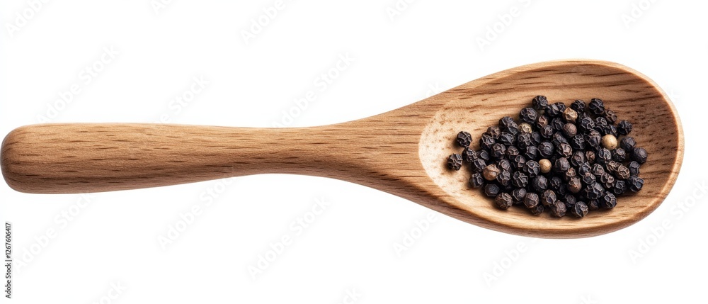 wooden spoon with black peppercorns wooden spoon with black peppercorns