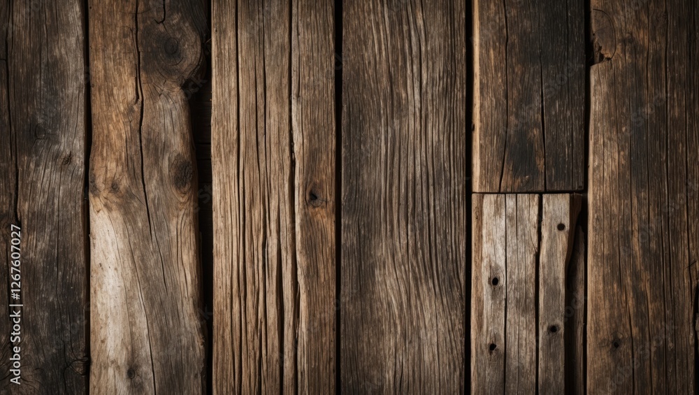 Naklejka premium Rustic wooden planks background showcasing natural textures and weathered charm for design and decor purposes.