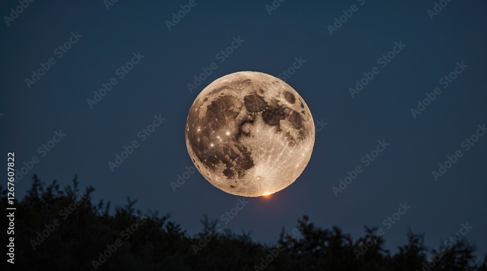 Lunar Eclipse with Blood Moon Phenomenon Half Covered by Earth Shadow Against a Dark Night Sky Lunar Eclipse with Blood Moon Phenomenon Half Covered by Earth Shadow Against a Dark Night Sky