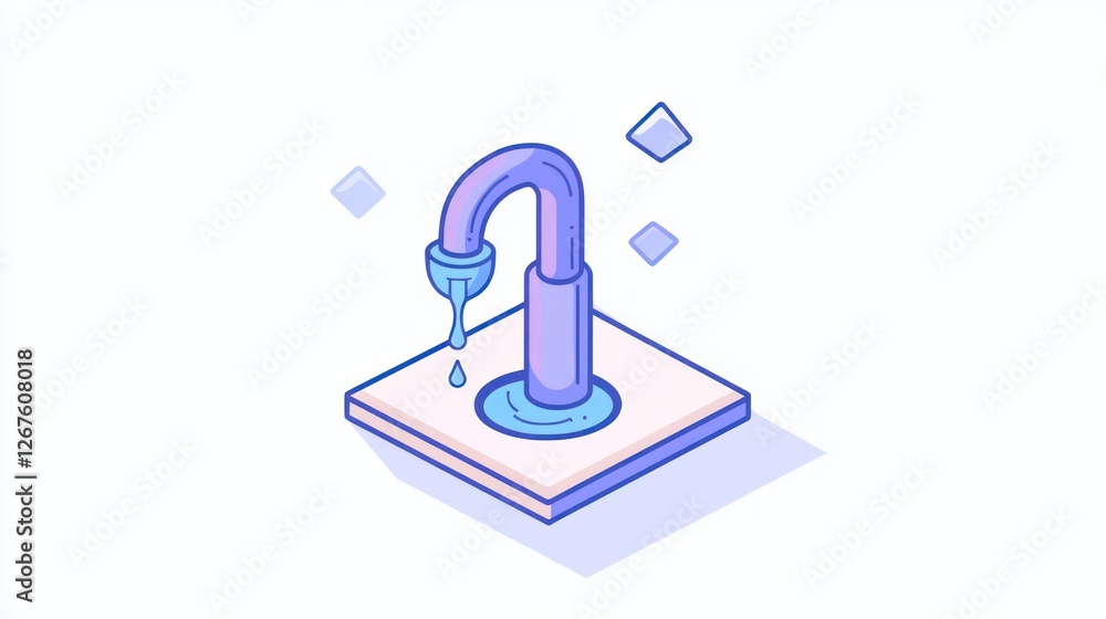 Isometric Faucet, Water Dripping, Modern Design, Icon Isometric Faucet, Water Dripping, Modern Design, Icon