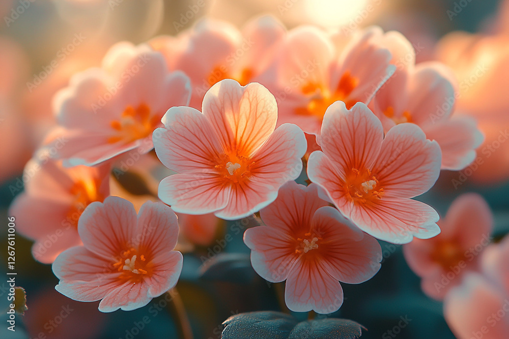 Fototapeta premium Delicate blush blossoms clustered in a symphony of floral softness