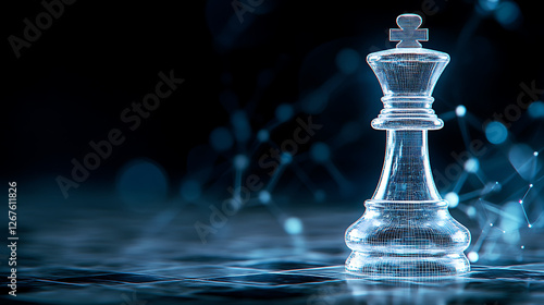 Obraz na płótnie Digital King Piece Ascending on Futuristic Chessboard Representing Strategic Technology Prowess w salonie