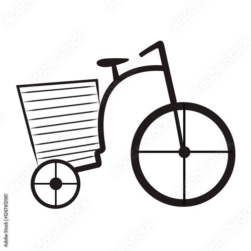 bicycle with a basket vector icon