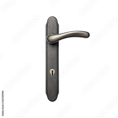 Door handle with keyhole. Isolated on transparent background.