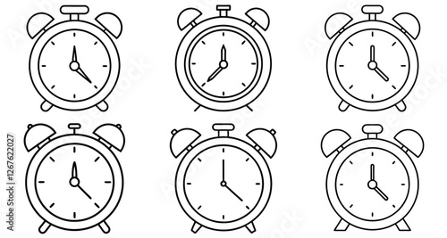 Alarm clock Outline Coloring Page Printable Line Art Drawing