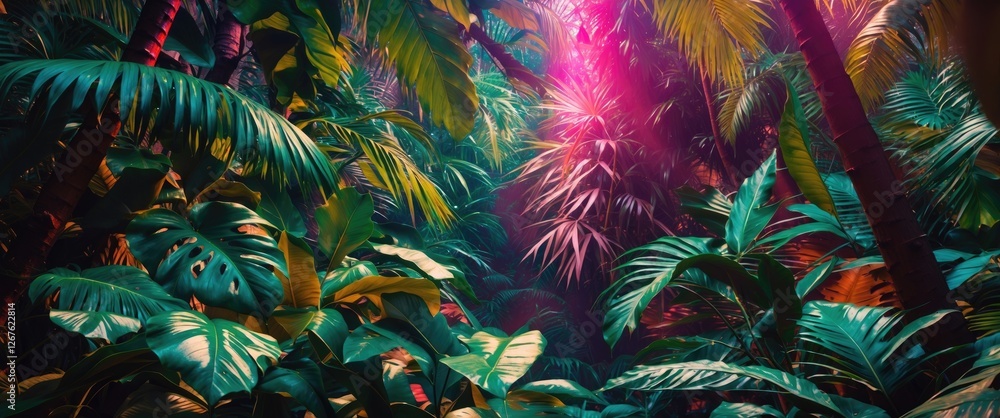 Tropical Jungle Leaves Texture Background with Vibrant Foliage and Space for Text or Graphics Tropical Jungle Leaves Texture Background with Vibrant Foliage and Space for Text or Graphics
