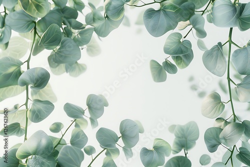 Lush Green Leaves Framing Soft Background for Nature Inspired Art