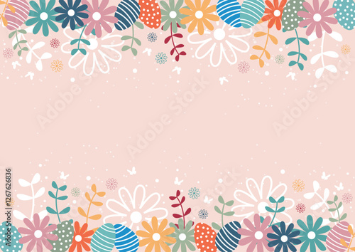 Cornice di Pasqua con fiori colorati