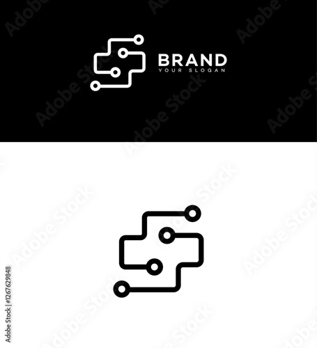 Modern Medical Tech Logo Design Circuit Board Cross Healthcare Brand