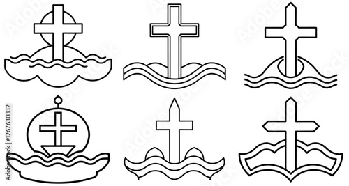 Baptism Cross Outline Coloring Page Printable Line Art Drawing