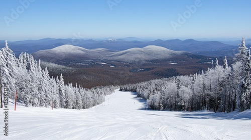 Breathtaking Winter Panorama: Snowy Mountain Ski Resort