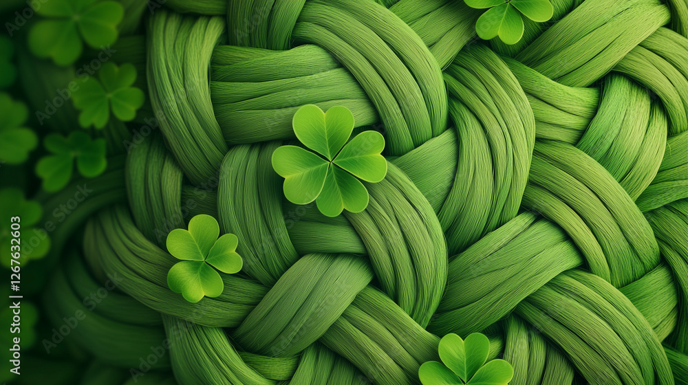 Obraz premium Celtic knot pattern with clovers, St. Patrick’s Day celebration