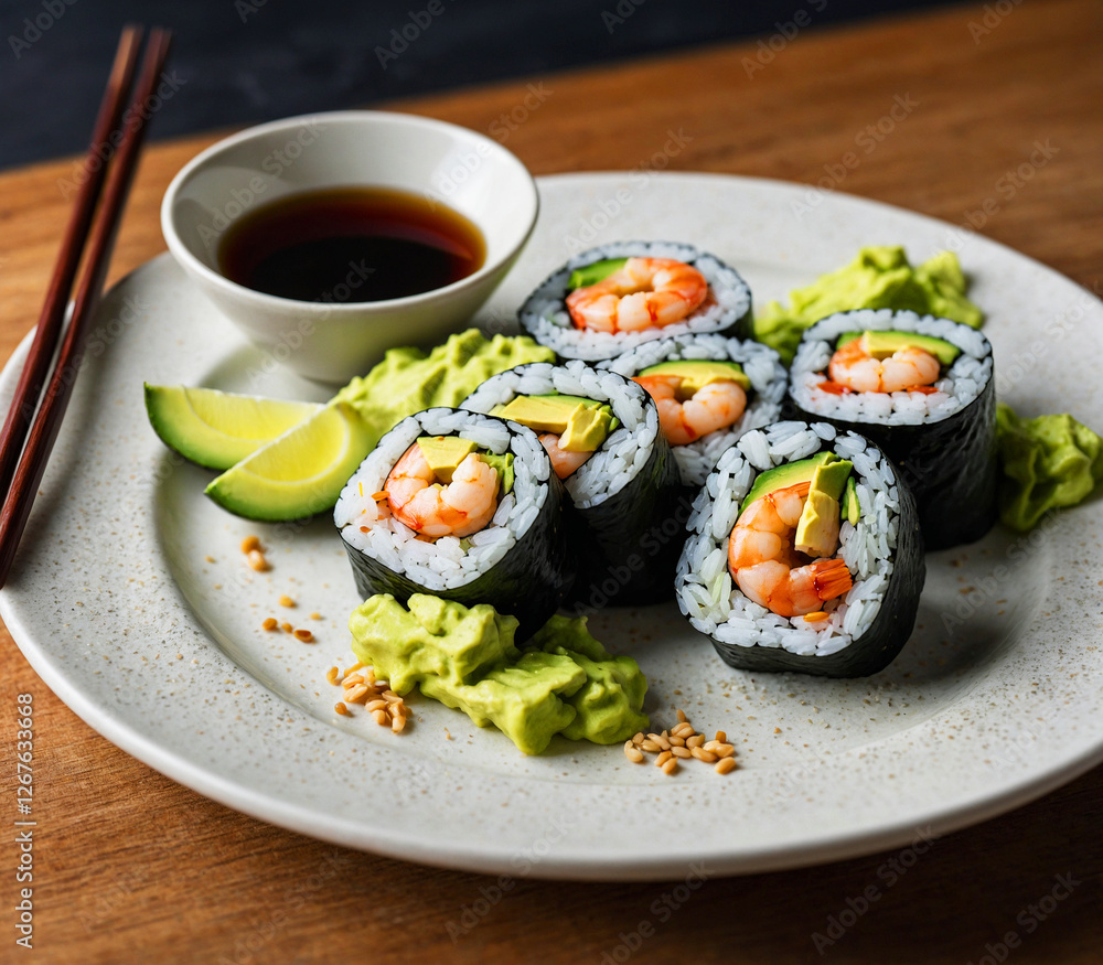 sushi on a white plate sushi on a white plate