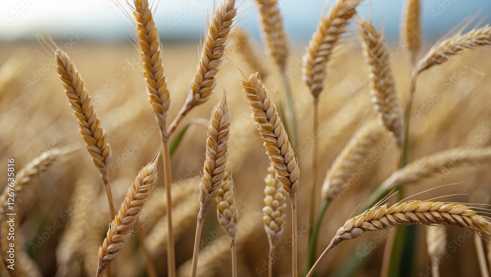 Closeup of Golden Wheat Ears in a Field Under Soft Natural Light Agriculture and Harvesting Concept Closeup of Golden Wheat Ears in a Field Under Soft Natural Light Agriculture and Harvesting Concept