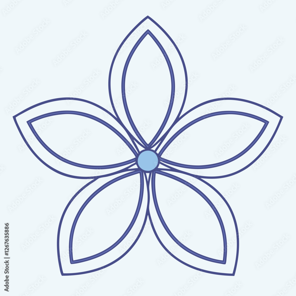 Periwinkle Flower Icon – Five Smooth Petals Vector Periwinkle Flower Icon – Five Smooth Petals Vector