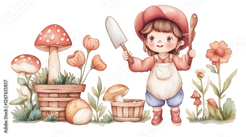 A chibi garden jigsaw with a reciprocating blade, ready to cut shapes, isolated on a white background photo