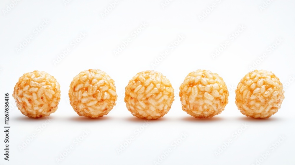 row of rice balls on white background row of rice balls on white background
